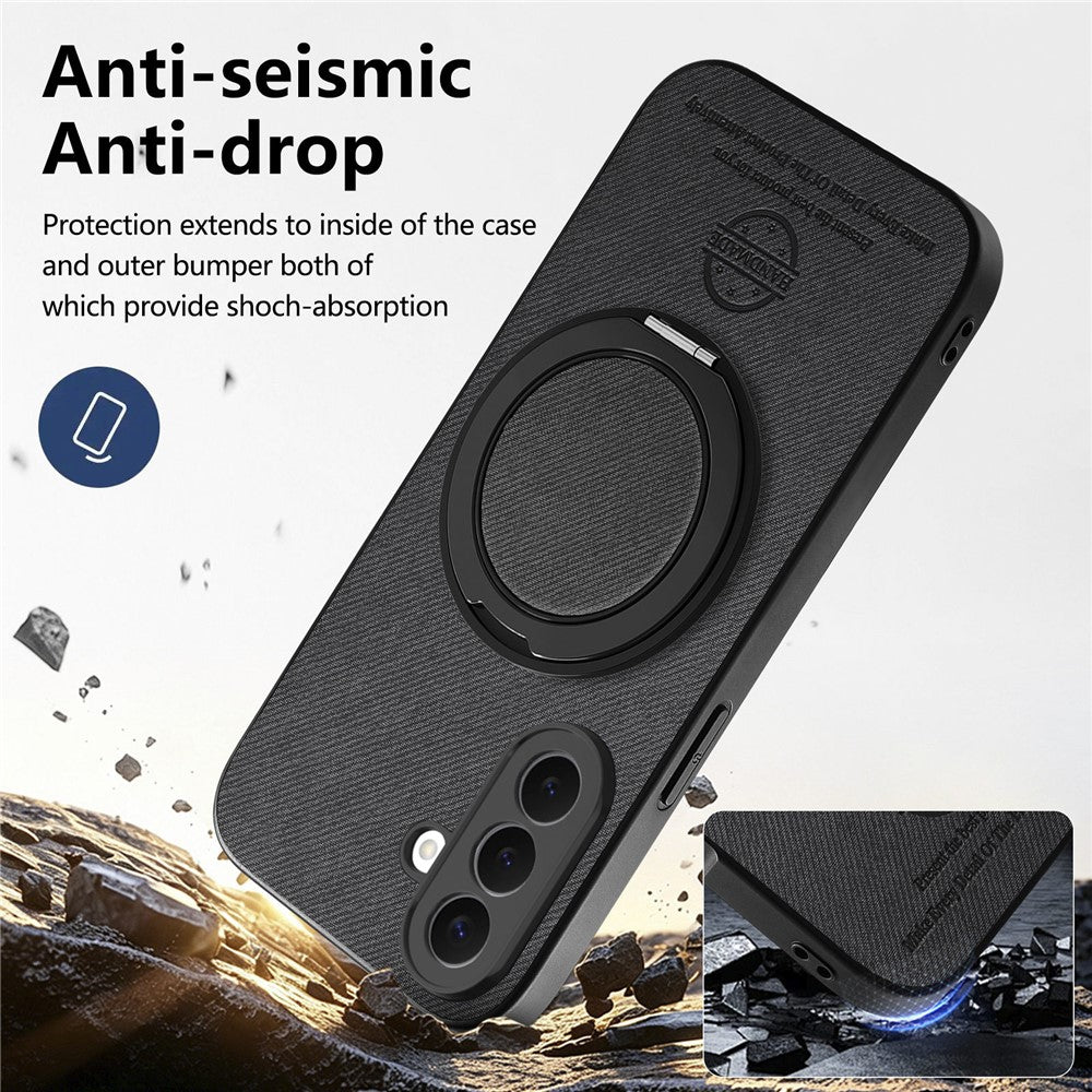 Samsung Galaxy A37 5G skal roterbart stativ jeanstygstruktur läder fallskyddande mobil baksida