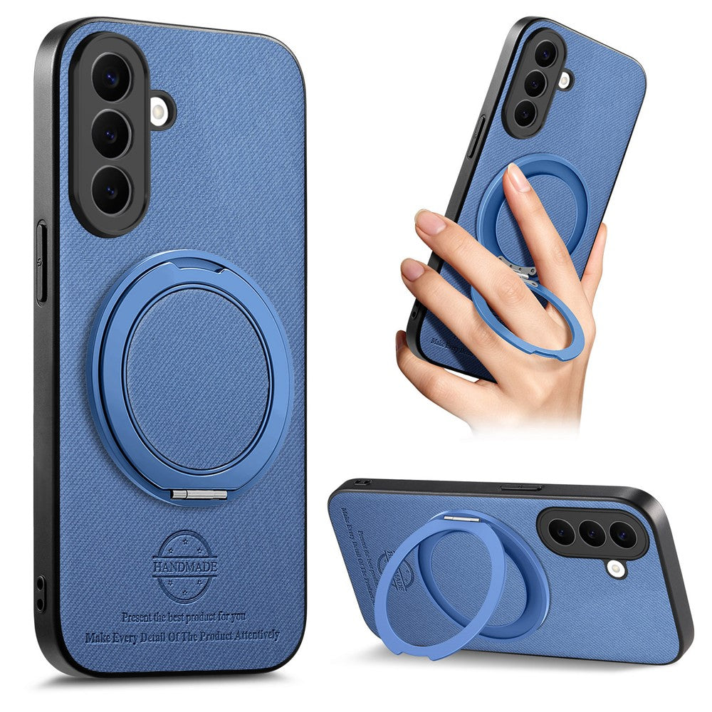 Samsung Galaxy A57 5G Skal Roterbart Stativ Jeans Tygstruktur Läder Anti-Fall mobil Baksida