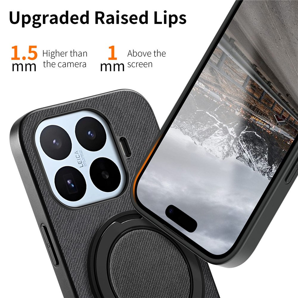 For Xiaomi 17T Case Rotatable Kickstand Jeans Cloth Texture Leather Anti-Fall Phone Back Cover
