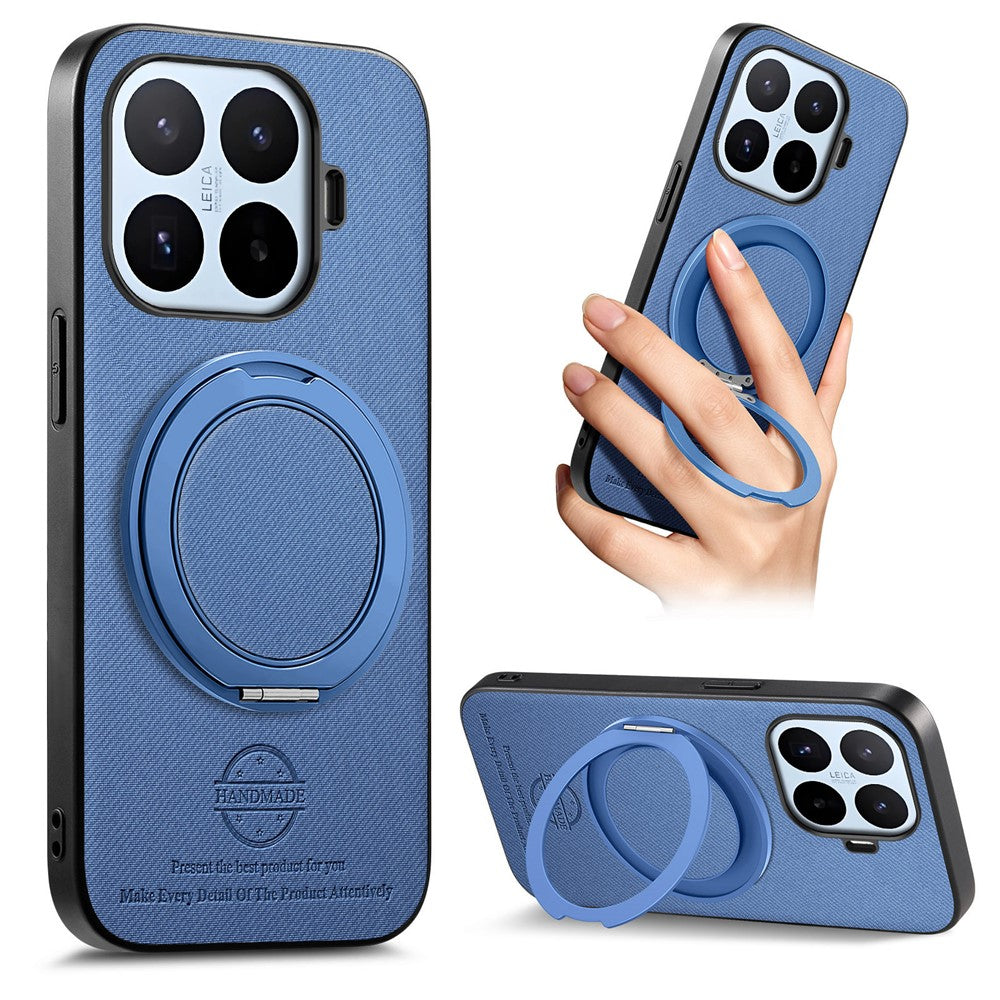 For Xiaomi 17T Case Rotatable Kickstand Jeans Cloth Texture Leather Anti-Fall Phone Back Cover