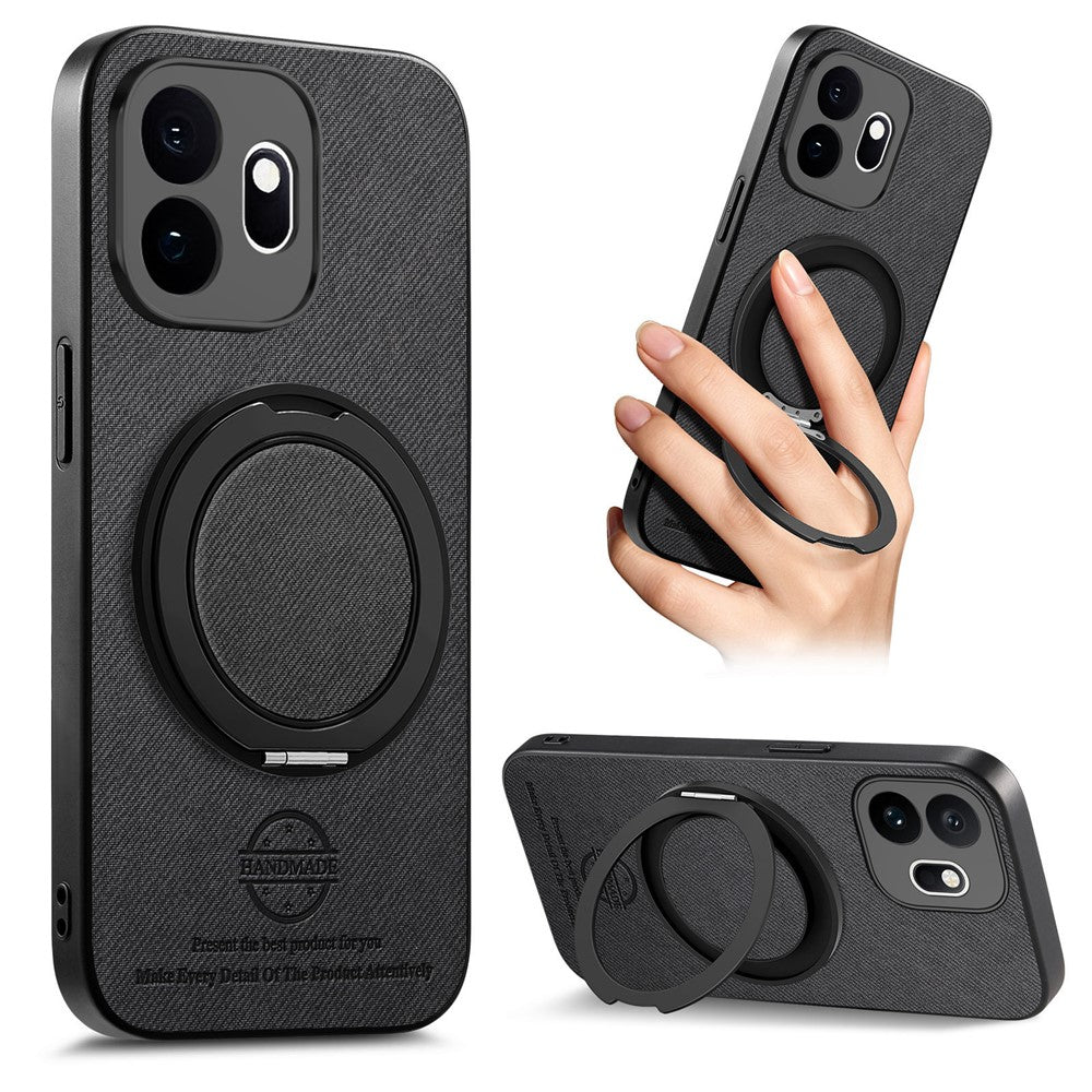 For OnePlus 15T 5G Case Rotatable Kickstand Jeans Cloth Texture Leather Anti-Fall Phone Back Cover