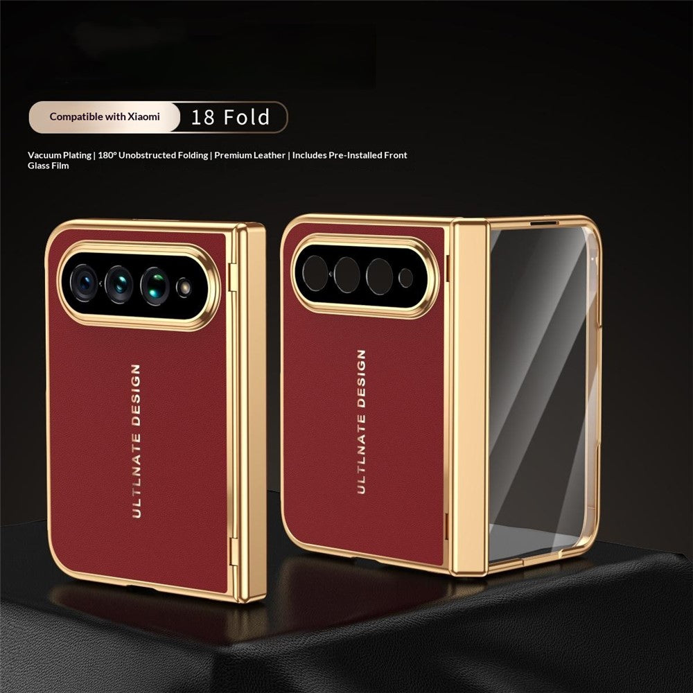 For Xiaomi 18 Fold Case with Screen Protector PC + PU Electroplated Full Protection Phone Cover
