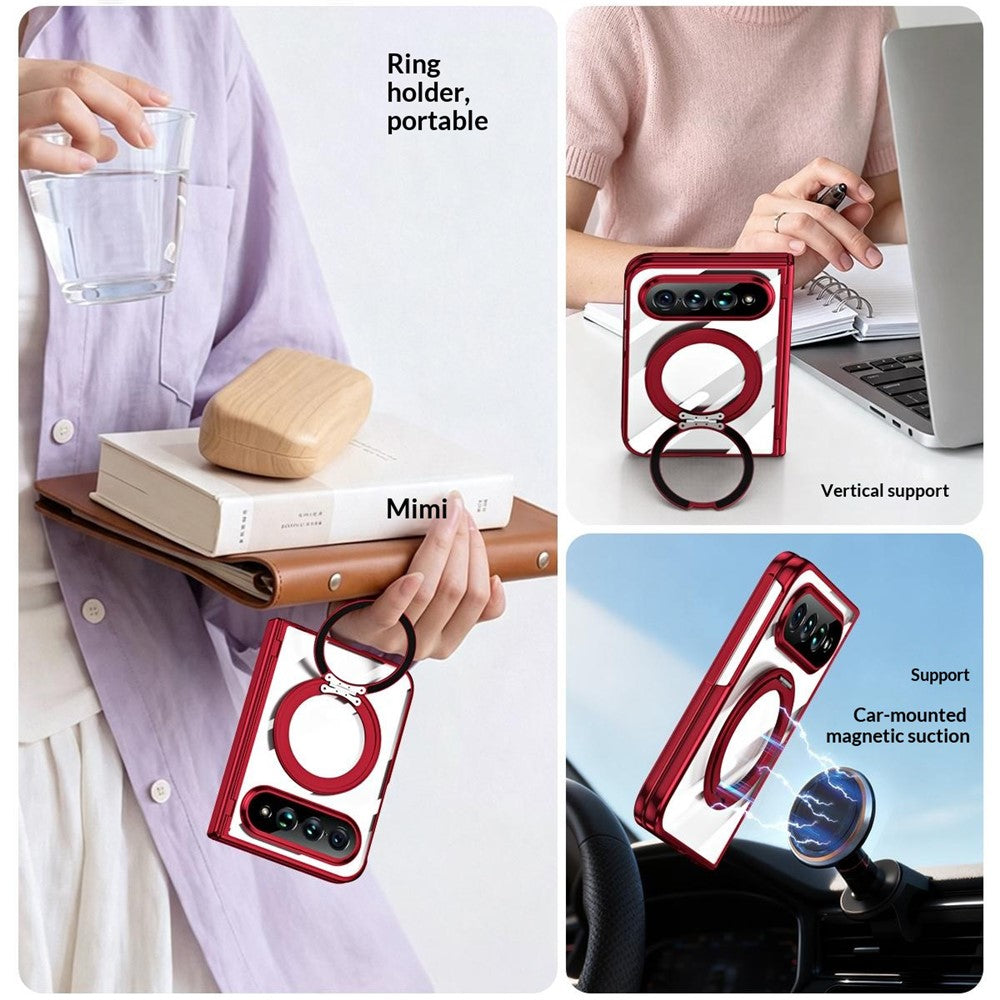 For Xiaomi 18 Fold Case Rotatable Ring Kickstand Phone Cover with Tempered Glass Screen Protector
