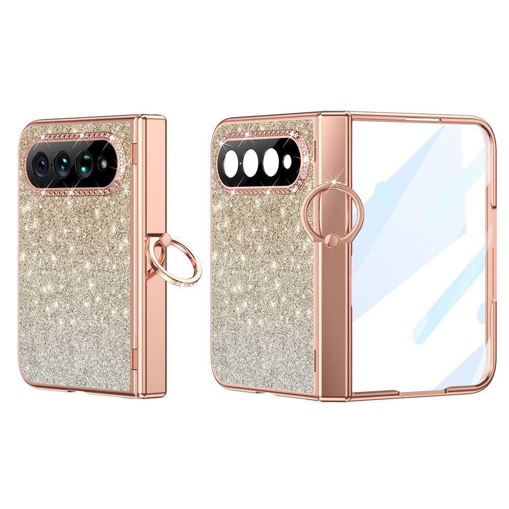 Xiaomi 18 Fold Fodral Ringhållare Stöd Glitter Design Hårt PC Fallskyddande mobilskal med Skärmskydd
