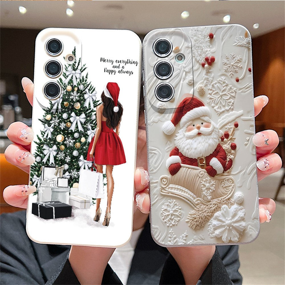 Samsung Galaxy S26-skal med julmönster och precisionsutskärning i läder + TPU-mobilskal
