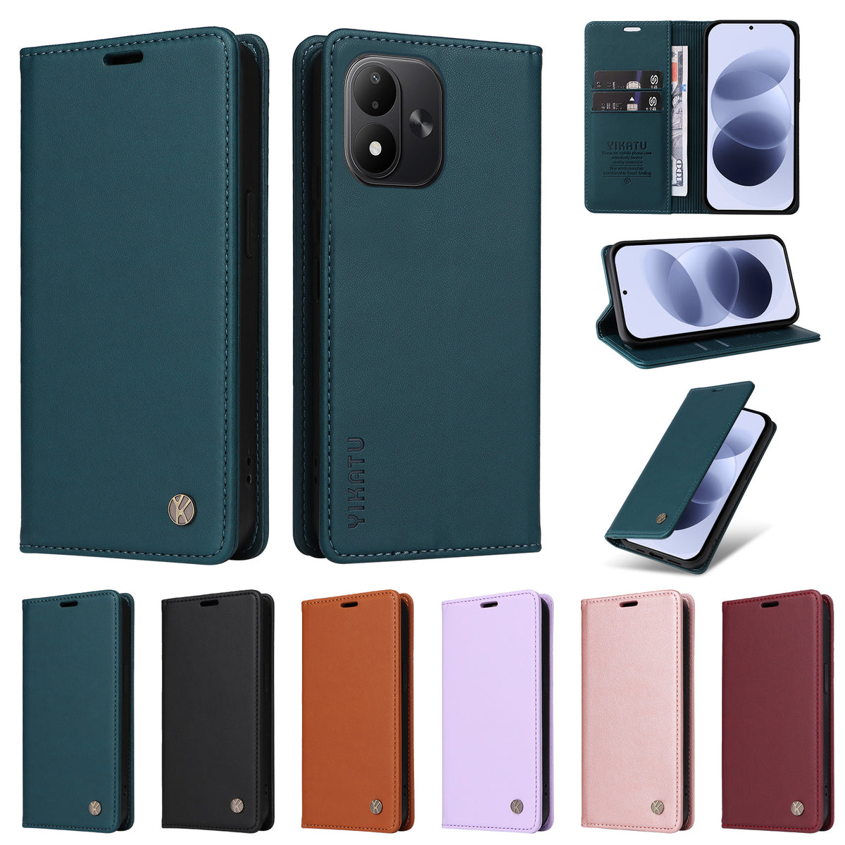 YIKATU för Xiaomi Redmi Note 17 4G (Global) / Xiaomi Redmi Note 17 (Indien/Kina) 5G / Xiaomi Redmi Note 17 5G (Global) YK-001 mobilskal Magnetisk stängning PU-läder Mobilskal