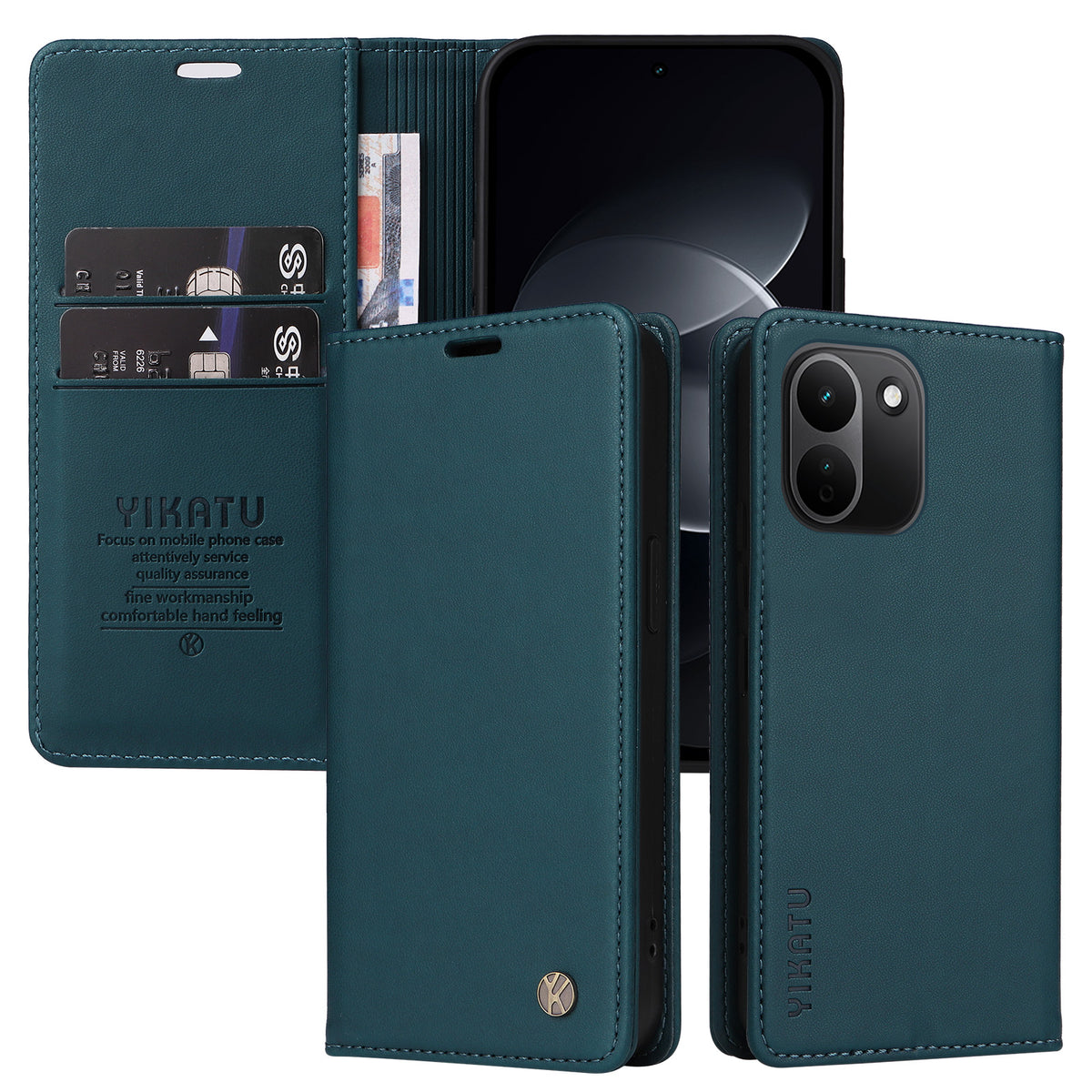 YIKATU för Xiaomi Redmi Note 17 Pro+ 5G / Xiaomi Redmi Note 17 Pro Max 5G YK-001 mobilskal Magnetisk Stängning PU-läder Mobilskal