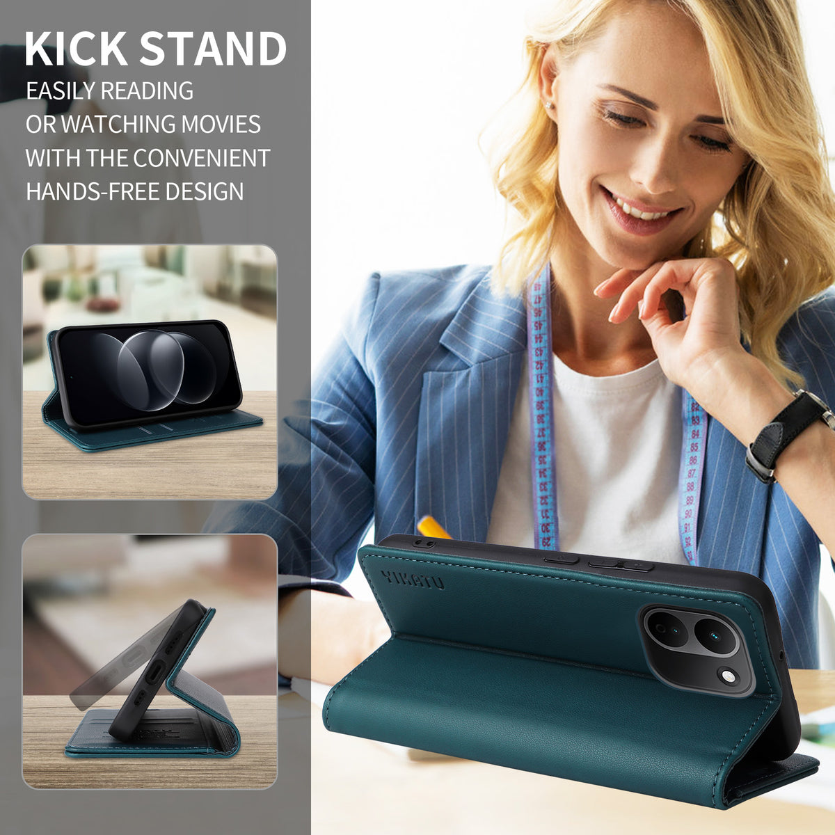 YIKATU för Xiaomi Redmi Note 17 Pro+ 5G / Xiaomi Redmi Note 17 Pro Max 5G YK-001 mobilskal Magnetisk Stängning PU-läder Mobilskal
