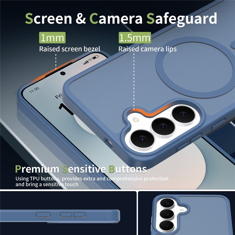 Magnetisk etui til Samsung Galaxy S26 FE / S25 FE med TPU-ramme, akrylbagside og berøringsskærm