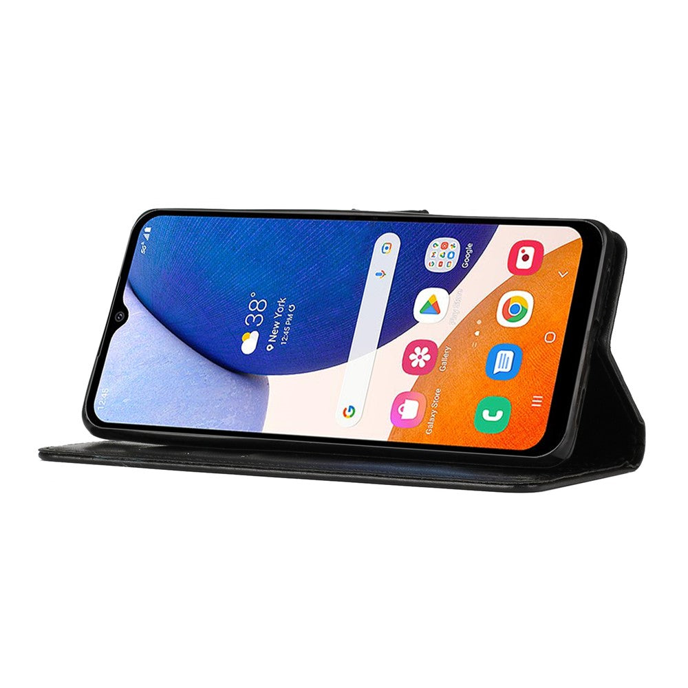 Samsung Galaxy A14 5G / A14 4G-pungetui i PU-læder med blomstermønster og sammenklappeligt stativ
