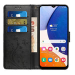 Samsung Galaxy A14 5G / A14 4G-pungetui i PU-læder med blomstermønster og sammenklappeligt stativ