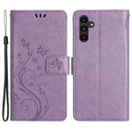 Samsung Galaxy A14 5G / A14 4G-pungetui i PU-læder med blomstermønster og sammenklappeligt stativ