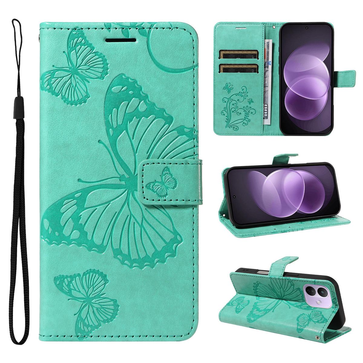 Xiaomi Redmi Note 17 Pro 5G Plånboksfodral Läderfodral med Blommigt Fjärilstryck, Stativ