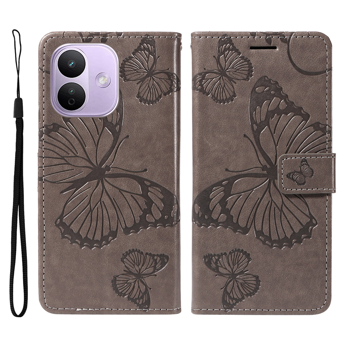 Xiaomi Redmi Note 17 Pro 5G Plånboksfodral Läderfodral med Blommigt Fjärilstryck, Stativ