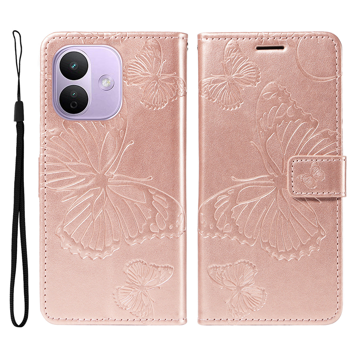 Xiaomi Redmi Note 17 Pro 5G Plånboksfodral Läderfodral med Blommigt Fjärilstryck, Stativ