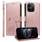 For Xiaomi Redmi Note 17 Pro Max 5G Case Cat Pattern Imprint Leather Phone Cover with Wrist Strap