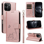 For Xiaomi Redmi Note 17 Pro Max 5G Case Cat Pattern Imprint Leather Phone Cover with Wrist Strap
