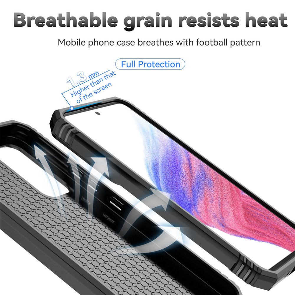 Til Samsung Galaxy A54 5G ridsefast telefoncover med ringholder i metal, PC + TPU-telefoncover med skydende kamera beskytter