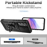 Til Samsung Galaxy A54 5G ridsefast telefoncover med ringholder i metal, PC + TPU-telefoncover med skydende kamera beskytter