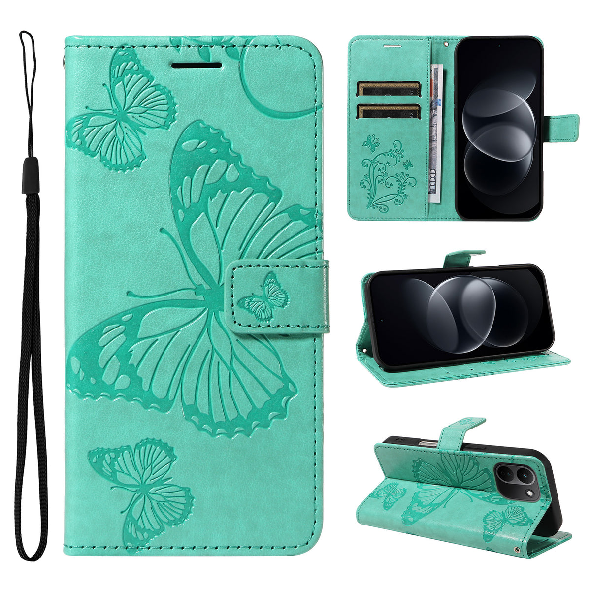 Xiaomi Redmi Note 17 Pro+ 5G / Xiaomi Redmi Note 17 Pro Max 5G Plånboksfodral Läderfodral med Blommig Fjäril och Mönster, mobilfodral med Stativ