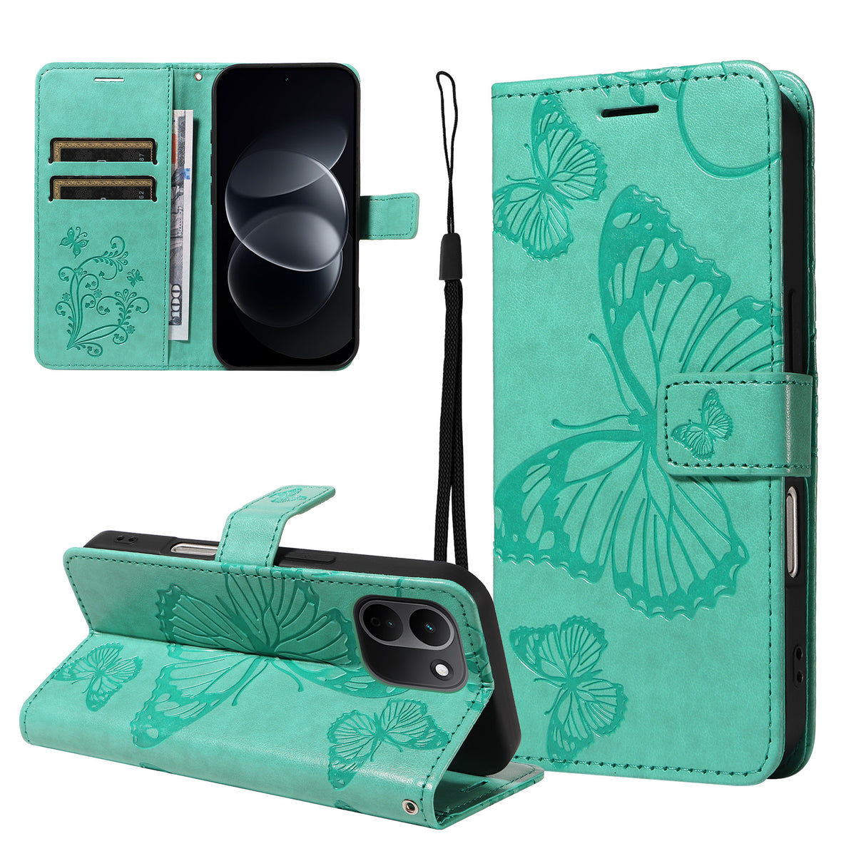 Xiaomi Redmi Note 17 Pro+ 5G / Xiaomi Redmi Note 17 Pro Max 5G Plånboksfodral Läderfodral med Blommig Fjäril och Mönster, mobilfodral med Stativ