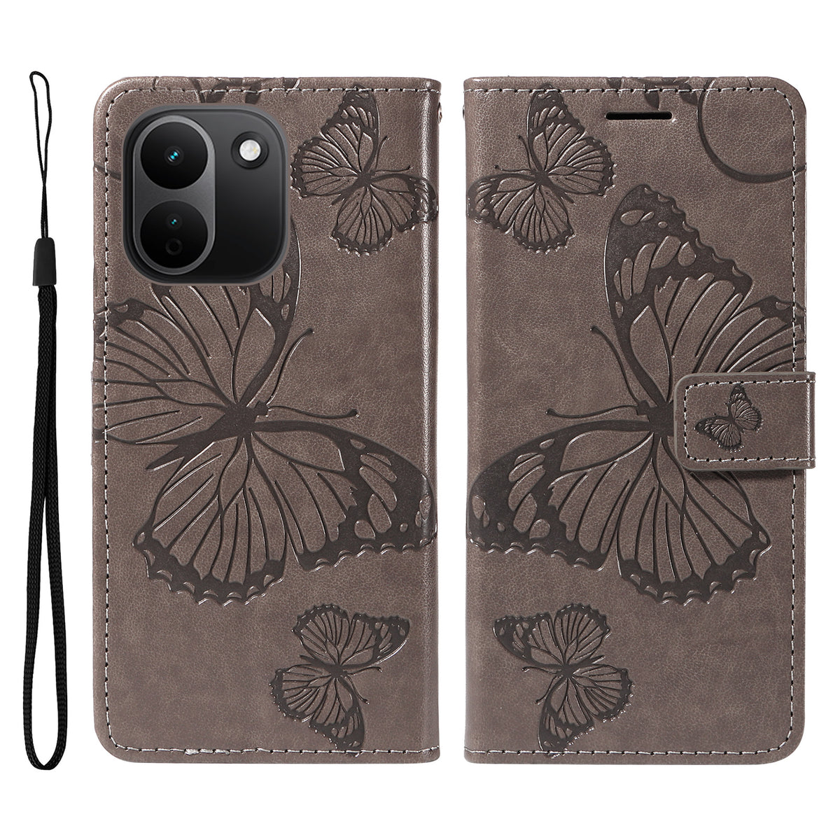 Xiaomi Redmi Note 17 Pro+ 5G / Xiaomi Redmi Note 17 Pro Max 5G Plånboksfodral Läderfodral med Blommig Fjäril och Mönster, mobilfodral med Stativ