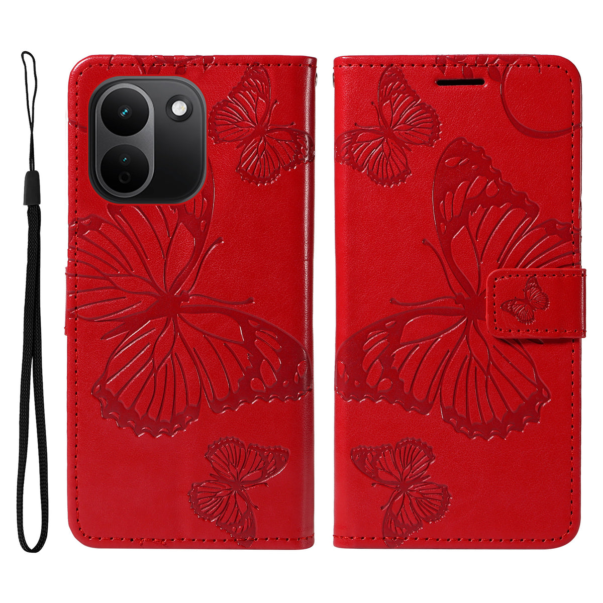 Xiaomi Redmi Note 17 Pro+ 5G / Xiaomi Redmi Note 17 Pro Max 5G Plånboksfodral Läderfodral med Blommig Fjäril och Mönster, mobilfodral med Stativ