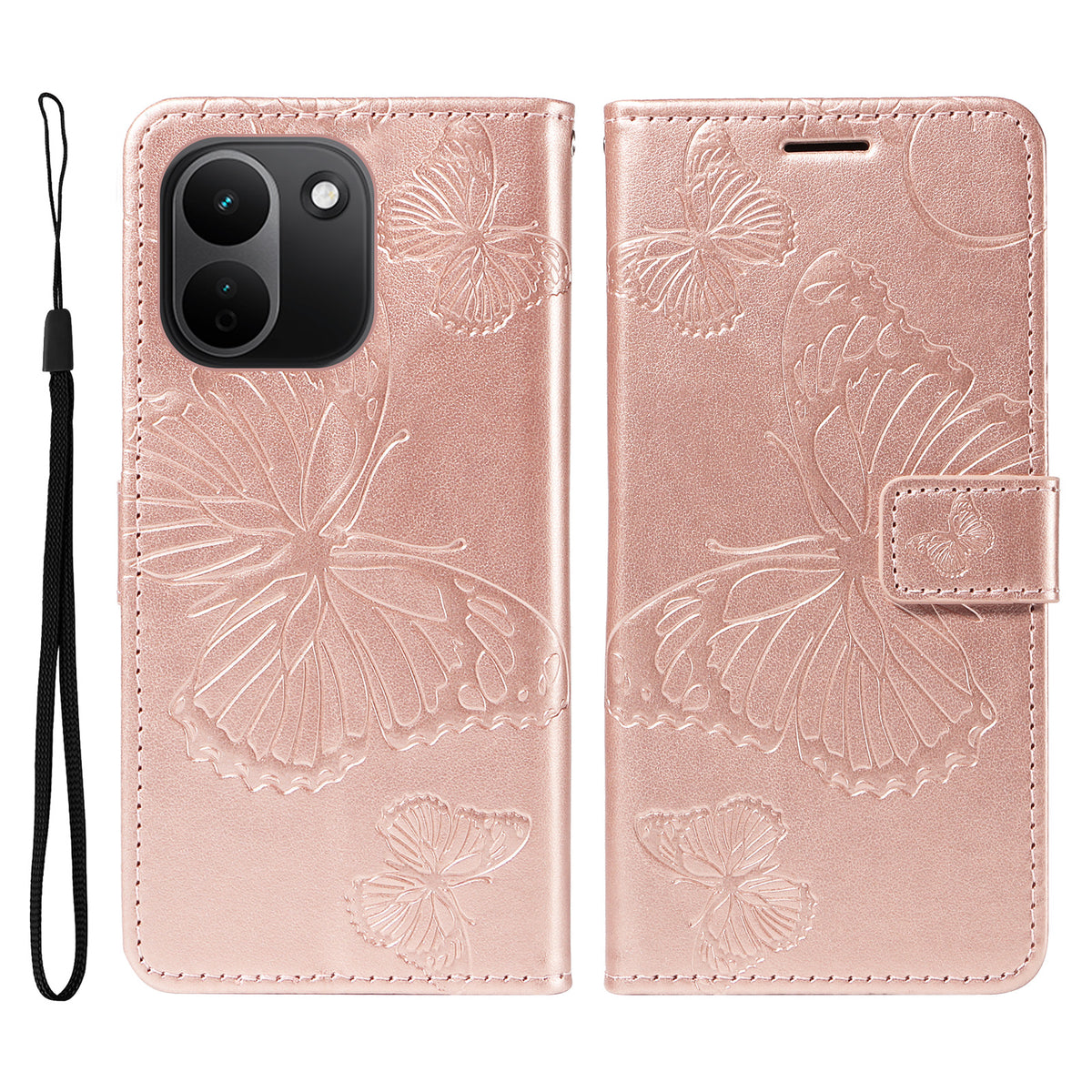 Xiaomi Redmi Note 17 Pro+ 5G / Xiaomi Redmi Note 17 Pro Max 5G Plånboksfodral Läderfodral med Blommig Fjäril och Mönster, mobilfodral med Stativ