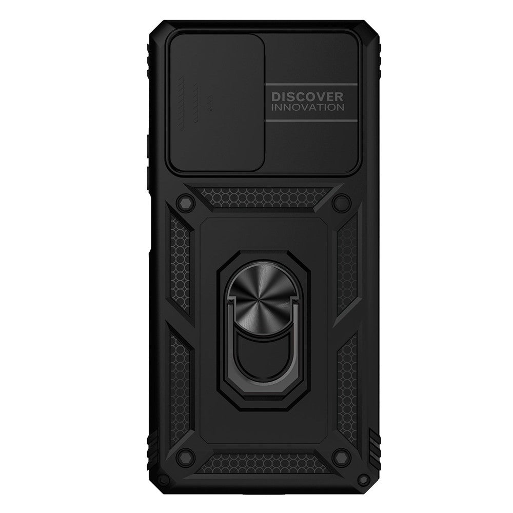 Xiaomi Redmi Note 11T Pro 5G / Note 11T Pro+ 5G / Note 12T Pro 5G / Poco X4 GT 5G / Redmi K50i 5G mobilcover med glidende kamerabeskyttelse, PC + TPU-cover med metalring og støtte