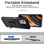 Xiaomi Redmi Note 11T Pro 5G / Note 11T Pro+ 5G / Note 12T Pro 5G / Poco X4 GT 5G / Redmi K50i 5G mobilcover med glidende kamerabeskyttelse, PC + TPU-cover med metalring og støtte