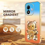 SINGIUZOO-mobilskal til Xiaomi Redmi Note 17 5G (Global) / 17 4G (Global) / 17 (Indien/Kina) 5G, glitterbjørn, stativ, galvaniseret gradientfarve, PC + TPU-etui