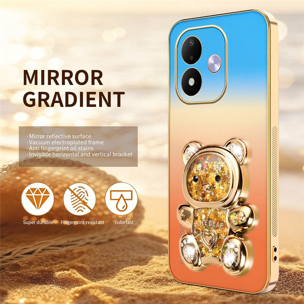 SINGIUZOO mobilskal till Xiaomi Redmi Note 17 5G (Global) / 17 4G (Global) / 17 (Indien/Kina) 5G Glitter Björn Stativ Elektropläterad Gradient Färg PC + TPU Skal