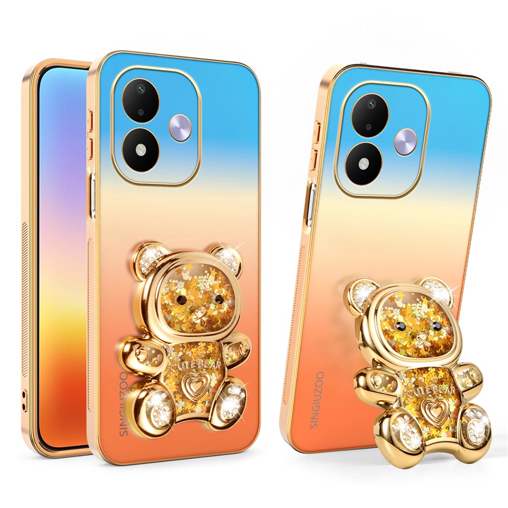 SINGIUZOO mobilskal till Xiaomi Redmi Note 17 5G (Global) / 17 4G (Global) / 17 (Indien/Kina) 5G Glitter Björn Stativ Elektropläterad Gradient Färg PC + TPU Skal