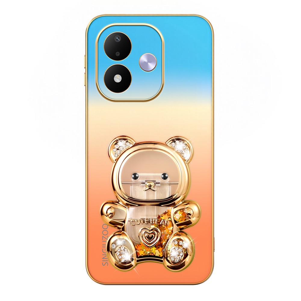 SINGIUZOO-mobilskal til Xiaomi Redmi Note 17 5G (Global) / 17 4G (Global) / 17 (Indien/Kina) 5G, glitterbjørn, stativ, galvaniseret gradientfarve, PC + TPU-etui