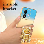SINGIUZOO-mobilskal til Xiaomi Redmi Note 17 5G (Global) / 17 4G (Global) / 17 (Indien/Kina) 5G, glitterbjørn, stativ, galvaniseret gradientfarve, PC + TPU-etui