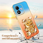 SINGIUZOO mobilskal till Xiaomi Redmi Note 17 5G (Global) / 17 4G (Global) / 17 (Indien/Kina) 5G Glitter Björn Stativ Elektropläterad Gradient Färg PC + TPU Skal