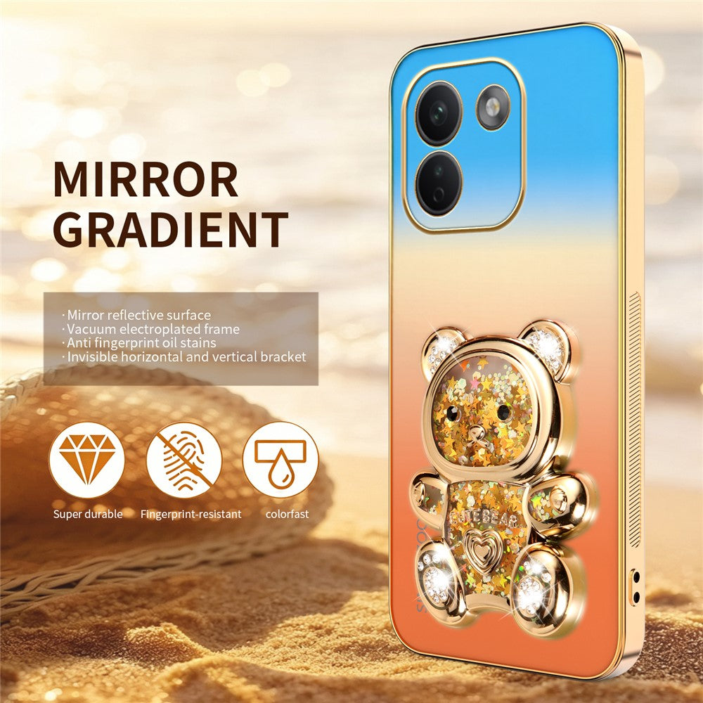 SINGIUZOO För Xiaomi Redmi Note 17 Pro Max 5G / 17 Pro+ 5G Skal Glitter Björn Stativ Elektropläterad Gradient Färg PC + TPU mobilskal