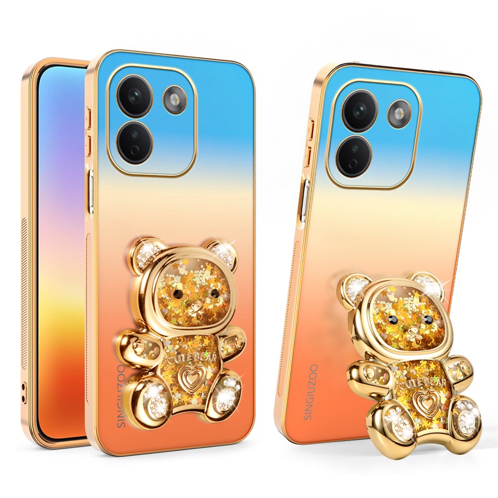 SINGIUZOO För Xiaomi Redmi Note 17 Pro Max 5G / 17 Pro+ 5G Skal Glitter Björn Stativ Elektropläterad Gradient Färg PC + TPU mobilskal