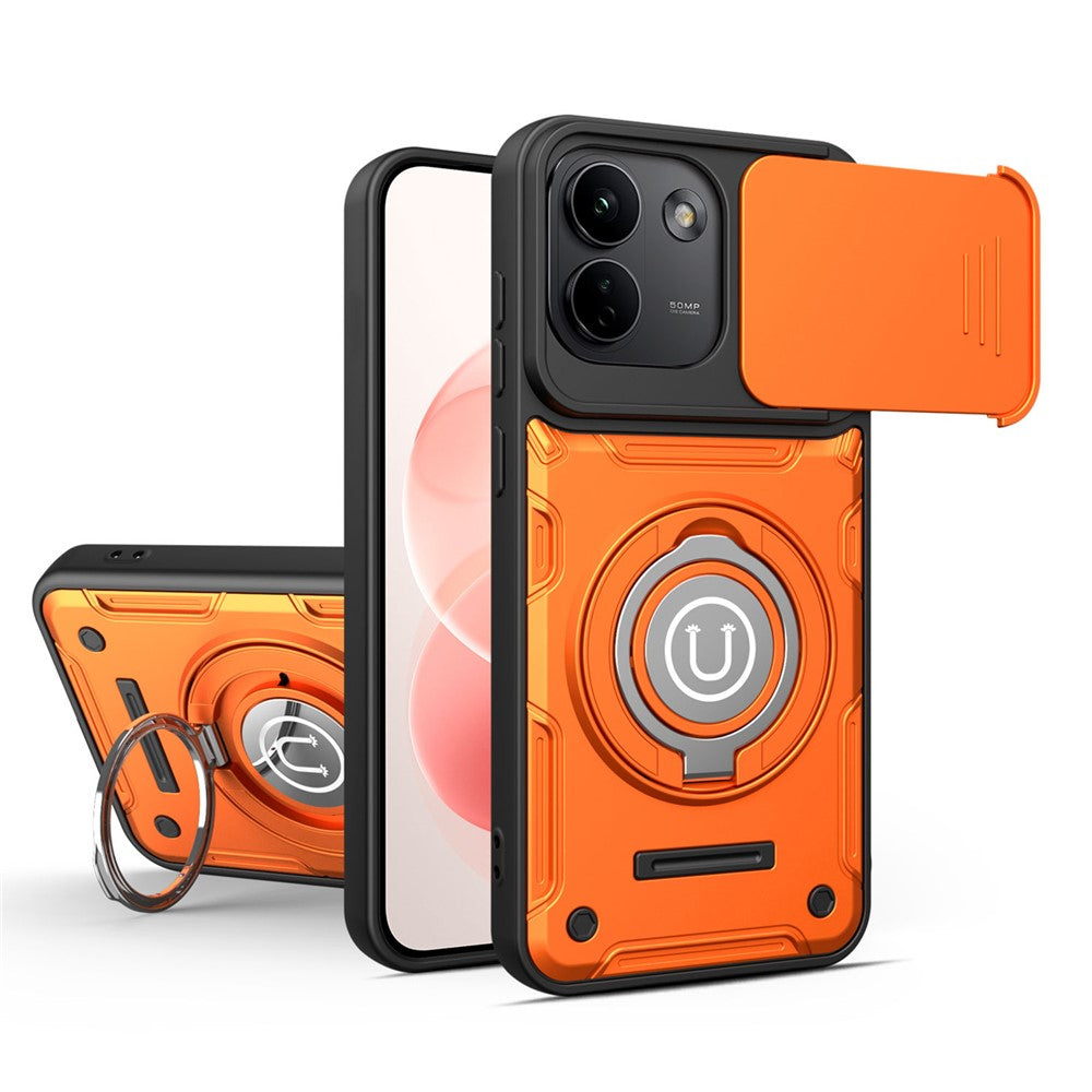 Phone Case with Slide Camera Cover for Xiaomi Redmi Note 17 Pro 5G / Note 17 Pro+ 5G / Note 17 Pro Max 5G , Ring Kickstand PC + TPU Back Shell