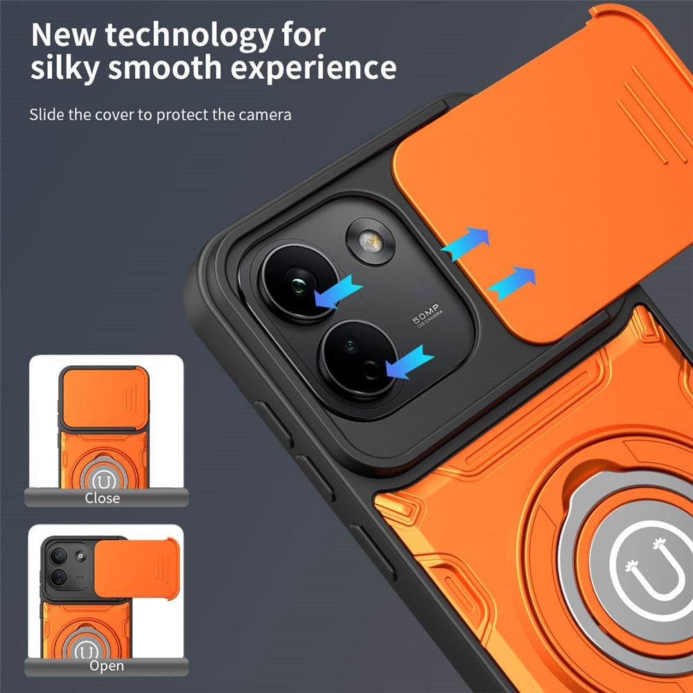 mobilskal med glidande kameraskydd för Xiaomi Redmi Note 17 Pro 5G / Note 17 Pro+ 5G / Note 17 Pro Max 5G, ringstöd PC + TPU-baksida