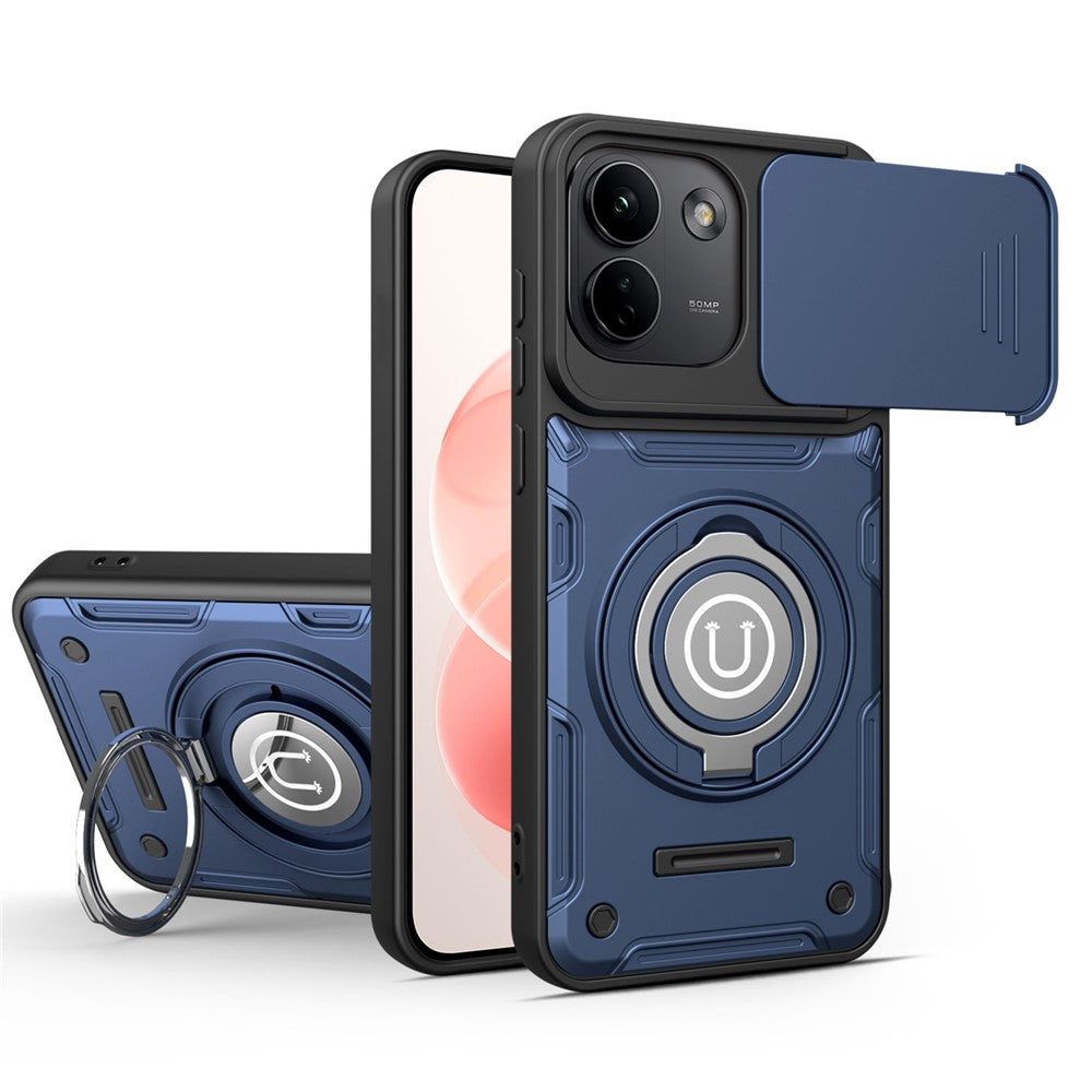 mobilskal med glidande kameraskydd för Xiaomi Redmi Note 17 Pro 5G / Note 17 Pro+ 5G / Note 17 Pro Max 5G, ringstöd PC + TPU-baksida