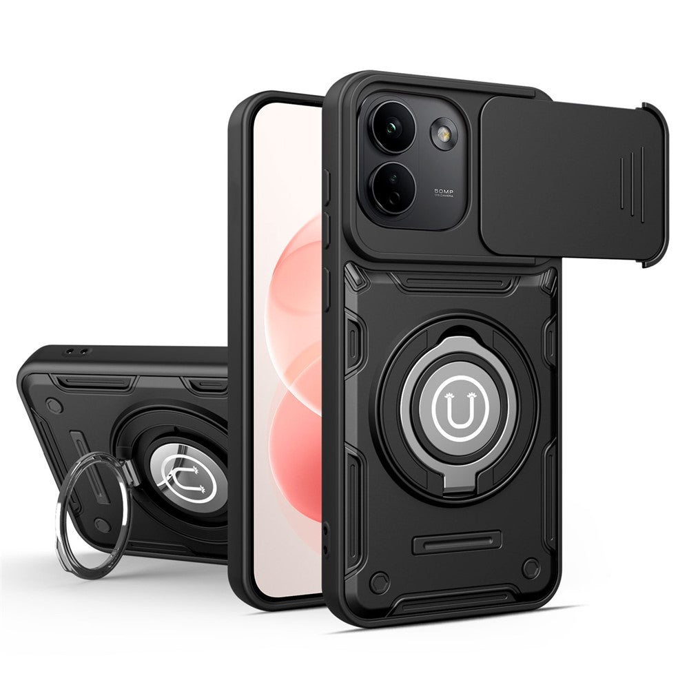 mobilskal med glidande kameraskydd för Xiaomi Redmi Note 17 Pro 5G / Note 17 Pro+ 5G / Note 17 Pro Max 5G, ringstöd PC + TPU-baksida