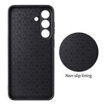 Etui til Samsung Galaxy S26 FE med kulfiberstruktur, læderbeklædt TPU-PC-mobilcover med metalring til magnetisk bilholder