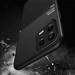Back Shell for Xiaomi 13 5G, Drop Proof Lines Imprinted PU Leather+TPU Phone Case Car Mount Metal Sheet Smartphone Cover