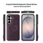 Magnetiskt skal för Samsung Galaxy S26 FE med stativ och PC-silikon, läder, bakstycke