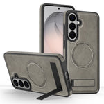 Magnetiskt skal för Samsung Galaxy S26 FE med stativ och PC-silikon, läder, bakstycke