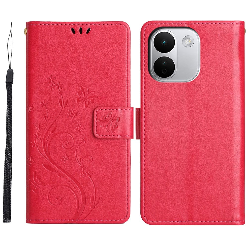 Xiaomi Redmi Note 17 Pro+ 5G Läderplånboksfodral med fjärilsblomma och rem