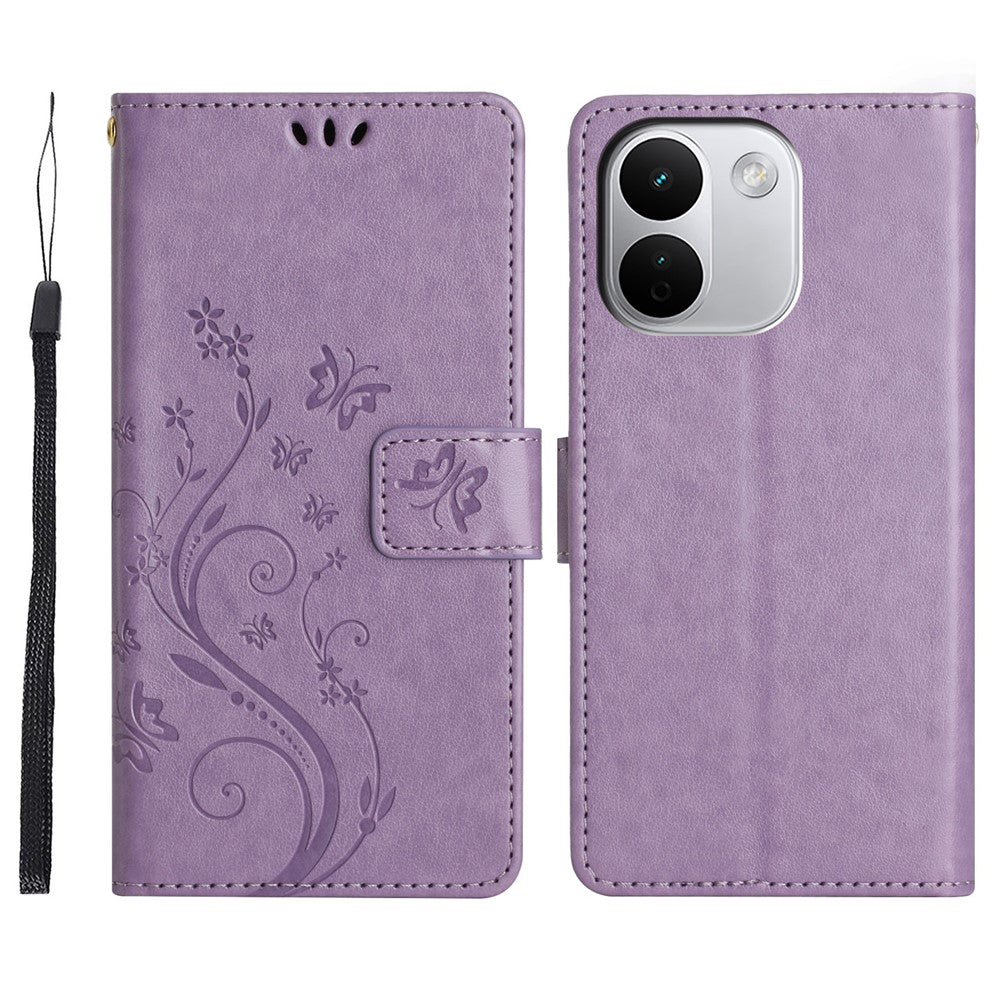Xiaomi Redmi Note 17 Pro+ 5G Läderplånboksfodral med fjärilsblomma och rem