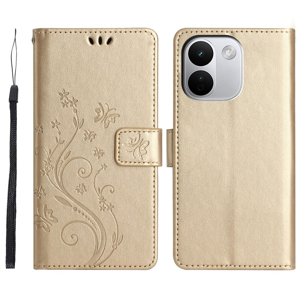 Xiaomi Redmi Note 17 Pro+ 5G Läderplånboksfodral med fjärilsblomma och rem