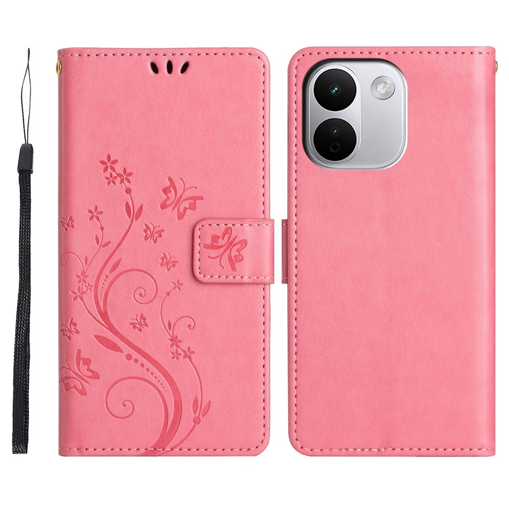 Xiaomi Redmi Note 17 Pro+ 5G Läderplånboksfodral med fjärilsblomma och rem